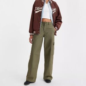 {Levi's Premium} "Baggy Cargo Pants" Olive Night Green Wide Leg Utility Loose